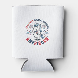 Grandma Patriotic Americorn Unicorn Shirt Design_1 Can Cooler