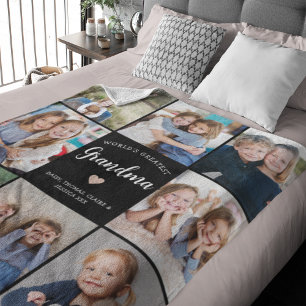 Grandma Personalised Photo Collage Modern  Fleece Blanket