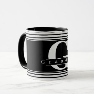 Grandma Personalized Monogram Black & White Mug