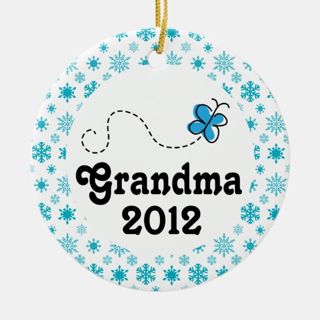 Grandma Personalized Snowflake Christmas Ornament (Front)