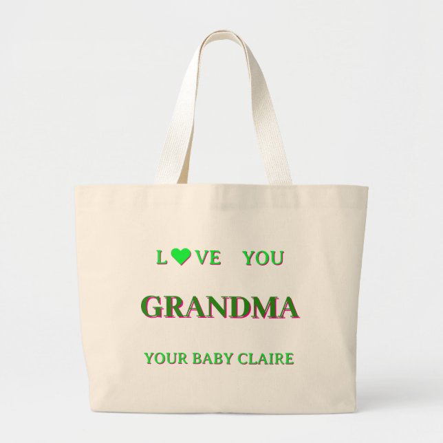 Grandma personnalisées Script grand Sac fourre-tou (Devant)