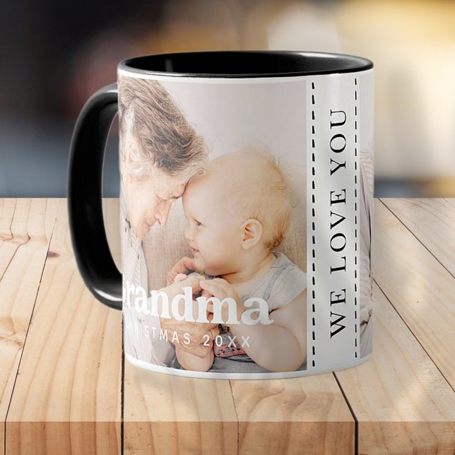 Grandma Photo Christmas Holiday Simple Modern Chic Mug (Creator Uploaded)