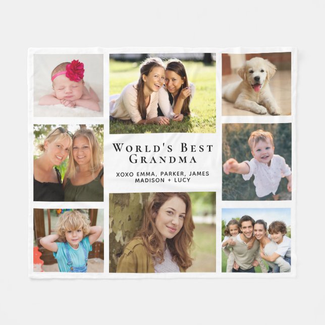 Grandma Photo Collage Fleece Blanket (Front (Horizontal))