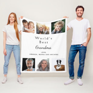 Grandma photo collage fleece blanket