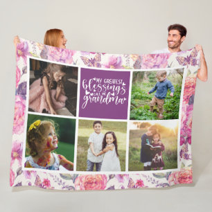 Grandma Photo Collage Fleece Blanket