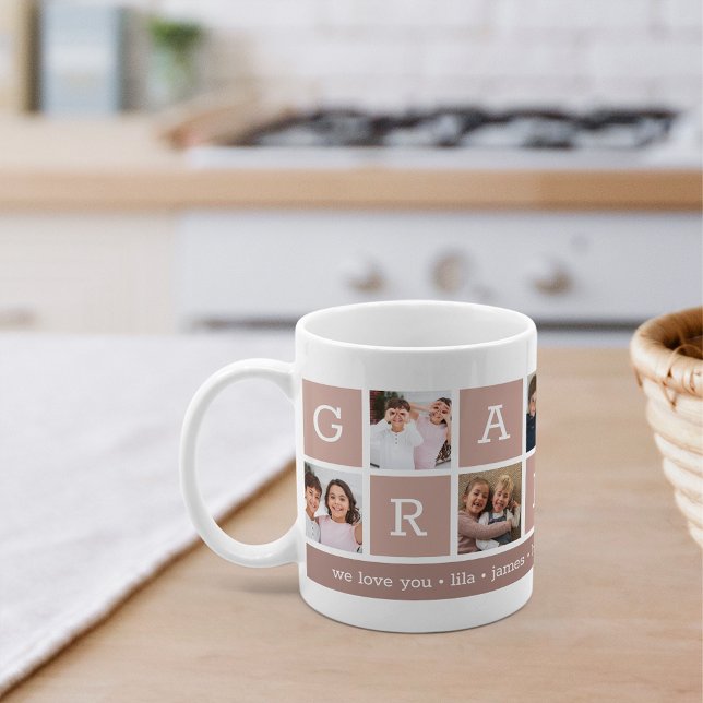 Grandma Photo Collage & Grandchildren Names Coffee Mug (Creator Uploaded)