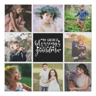 Grandma Photo Collage Greatest Blessings Faux Canvas Print