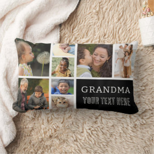 Grandma Photo Collage Handwritten Text  Lumbar Pillow