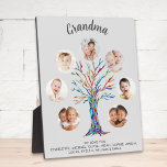 Grandma Photo Collage  Plaque<br><div class="desc">This personalized Grandma photo collage grey plaque features a colourful mosaic family tree and stylish script typography.
Easily customizable with a selection of seven photos and the grandchildren's names.
Makes a perfect gift for your Grandma.
Original Mosaic © Michele Davies.</div>