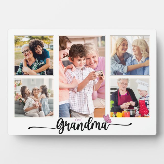 Grandma Photo Collage with 5 Photos Grandmother Plaque (Front)