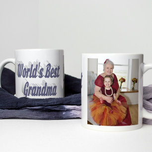 Grandma photo grey typography  coffee mug