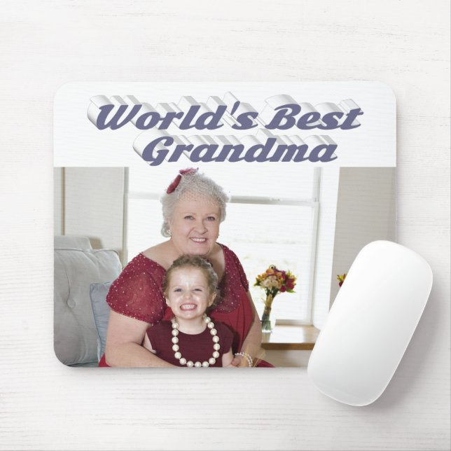 Grandma Photo grey typography  Mouse Pad (With Mouse)