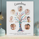 Grandma Photo Keepsake Faux Canvas Print<br><div class="desc">This modern and stylish Grandma canvas print is decorated with a colourful mosaic family tree.
Easily customizable with a selection of seven photos and the grandchildren's names.
Makes a perfect gift for your Grandma.
Original Mosaic © Michele Davies.</div>