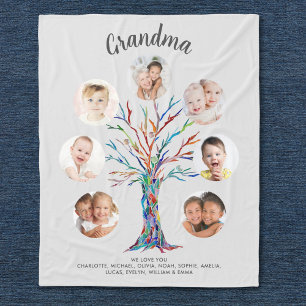 Grandma Photo Keepsake Gray Fleece Blanket