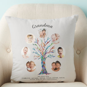 Grandma Photo Keepsake Grey Throw Pillow