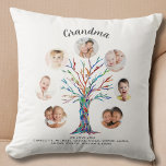 Grandma Photo Keepsake Throw Pillow<br><div class="desc">This modern and stylish Grandma pillow is decorated with a colourful mosaic family tree.
Easily customizable with a selection of seven photos and the grandchildren's names.
Makes a perfect gift for your Grandma.
Original Mosaic © Michele Davies.</div>