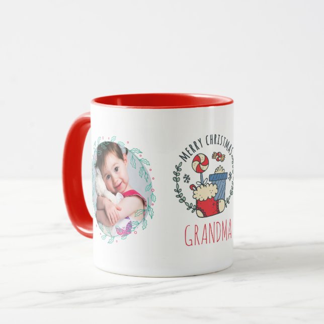 GRANDMA PHOTO MUG - Christmas Gifts Grandkids Pics (Front Left)