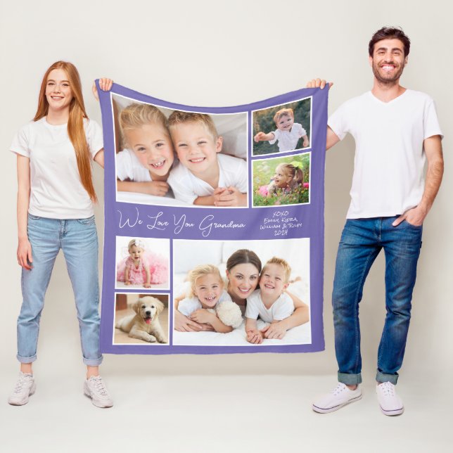 Grandma Photo Purple Fleece Blanket (In Situ)