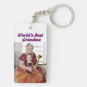 Grandma Photo purple text Mothers Day Keychain