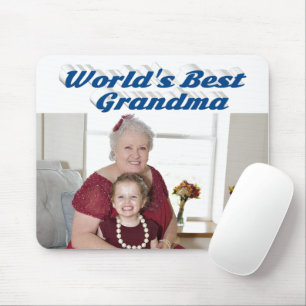 Grandma Photo sea blue typography Mouse Pad