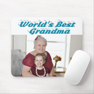 Grandma Photo sky blue typography  Mouse Pad