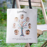 Grandma Photo Tote Bag<br><div class="desc">This modern and stylish Grandma tote bag is decorated with a colourful mosaic family tree.
Easily customizable with a selection of seven photos and the grandchildren's names.
Makes a perfect gift for your Grandma.
Original Mosaic © Michele Davies.</div>