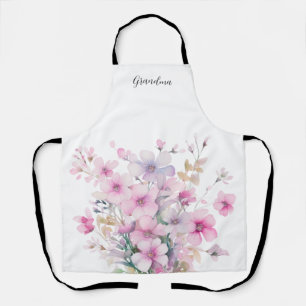 Grandma Pink Floral Botanical  Apron