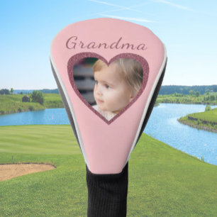 Grandma Pink Hearts Custom Grandkid Photo Golf Head Cover