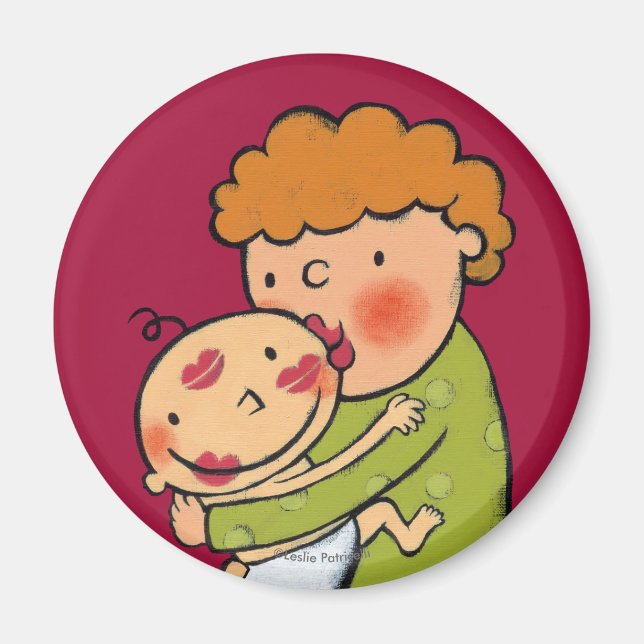 Grandma Pink Lipstick Kisses for Baby Magnet (Front)