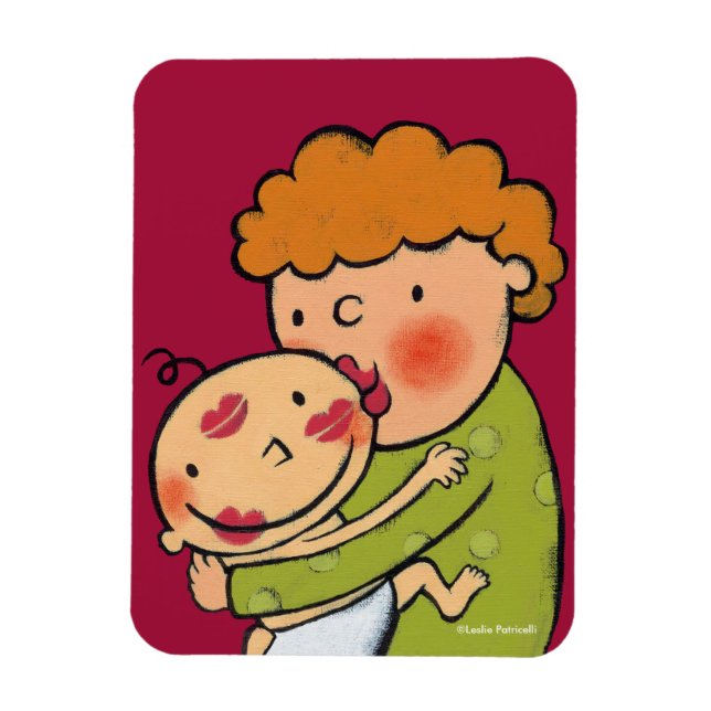 Grandma Pink Lipstick Kisses for Baby Magnet (Vertical)
