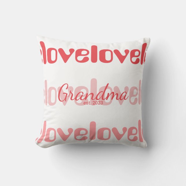 Grandma Pink Red Typography Throw Pillow (Front)