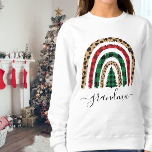 Grandma Plaid and Leopard Print Rainbow Sweatshirt