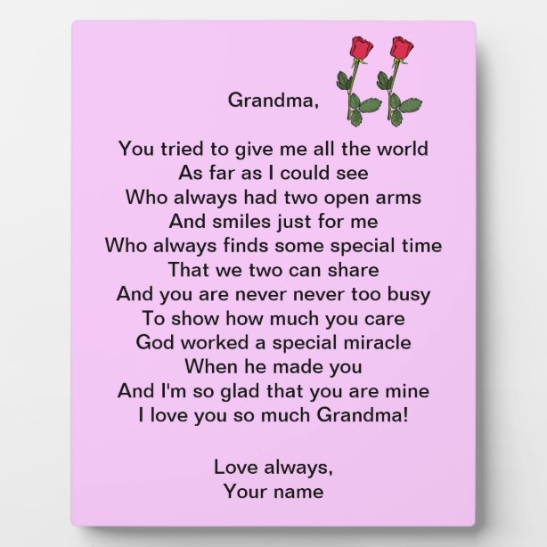 Poem For Grandma Gifts on Zazzle CA