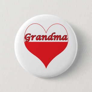 Grandma Polish Heart 2 Inch Round Button