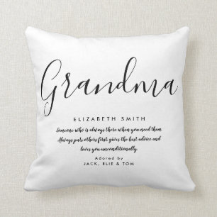 Grandma Quote Elegant Black and White Throw Pillow