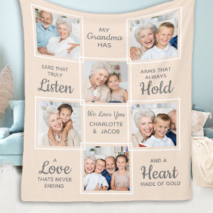 Grandma Quote Unique Photo Collage Fleece Blanket