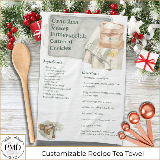 Grandma Recipe | Butterscotch Cookie Personalized Kitchen Towel