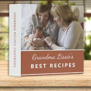 Grandma Recipes 2 Photo Family Cookbook Terracotta Binder