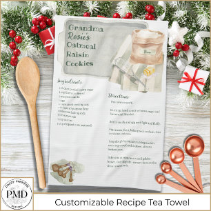 Grandma Recipes Oatmeal Cookies Custom Keepsake Kitchen Towel