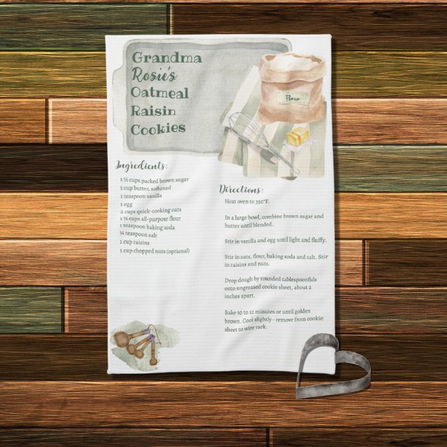 Grandma Recipes | Oatmeal Cookies Personalized Kitchen Towel (Creator Uploaded)