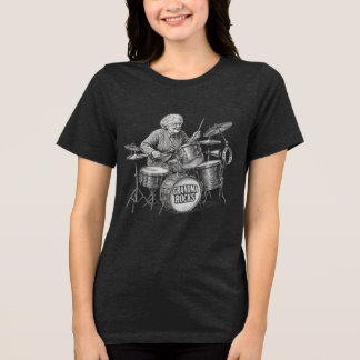 Grandma Rocks | Funny Grandma Drummer Vintage Rock Tri-Blend Shirt