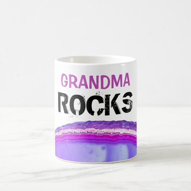 *~* GRANDMA ROCKS Stone Lapidary Agate Slab Coffee Mug (Center)