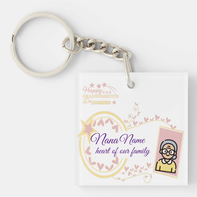 Grandma’s Day Vintage Badge Design Keychain (Front)