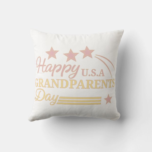 Grandma’s Day Vintage Badge Design Throw Pillow (Back)