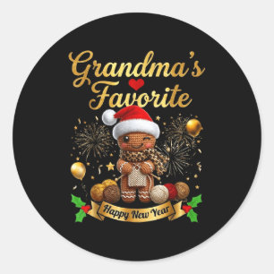 Grandma’s Favorite Gingerbread Crochet Doll For Cr Classic Round Sticker