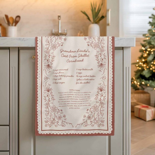 Grandma’s Favorite Recipe Custom Kitchen Keepsake Kitchen Towel (Recipe Keepsake Tea Towel Mother day gift idea)