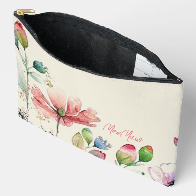“Grandma’s Garden” Print Cosmetic Bag (Open)