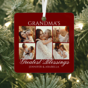 Grandma’s Greatest Blessings 6 Photo Christmas Metal Ornament