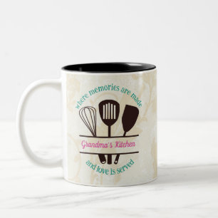 Grandma’s Kitchen Memories and Love with Utensil Two-Tone Coffee Mug