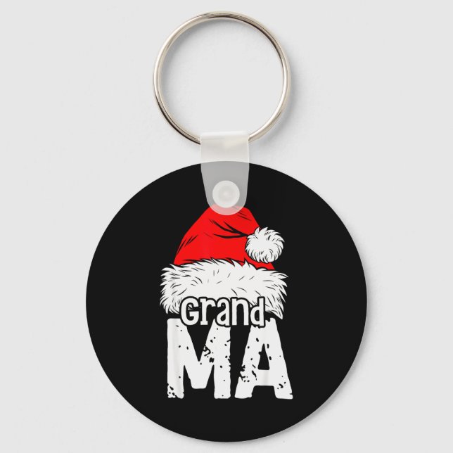 Grandma Santa Christmas Family Matching Pyjamas Xm Keychain (Front)